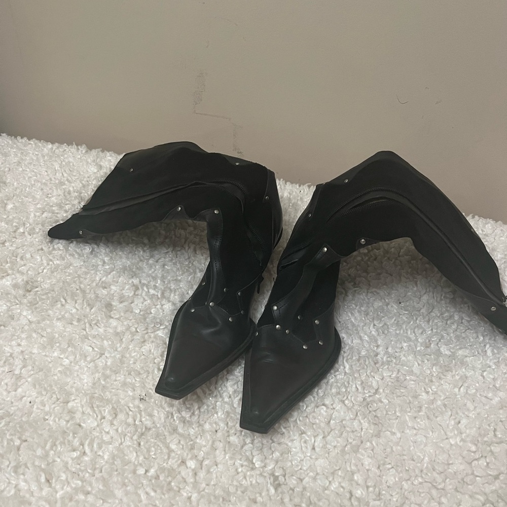Black and leather boots used